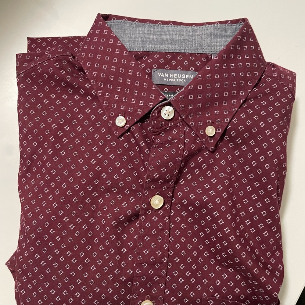 Van Heusen Men's Maroon Geometric Shirt